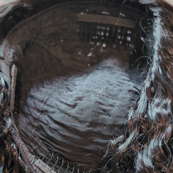 18 in Half Wig Human Hair Water Wave Drawstring Wig 200% Density Natural black - Picture 4 of 9